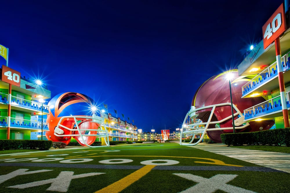 Hotel Disney All-Star Sports Resort em Orlando. Hotéis bons e baratos em Orlando