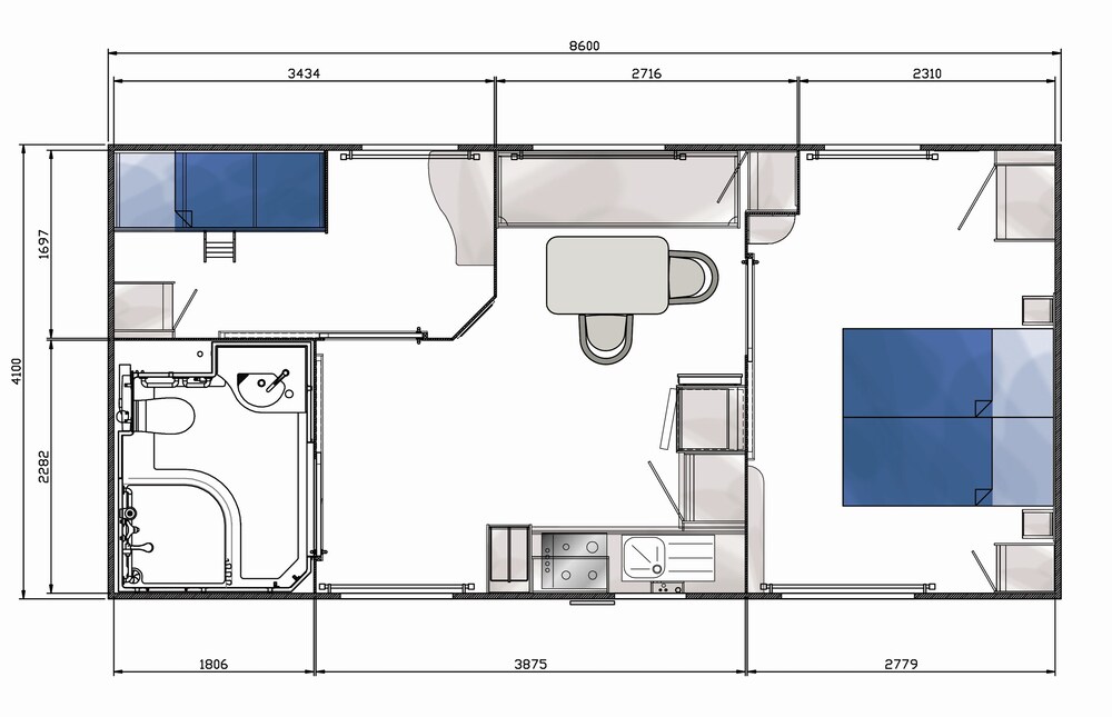 特雷武, 活动屋, 2 间卧室, 无障碍 (4/6 people), 楼层平面图