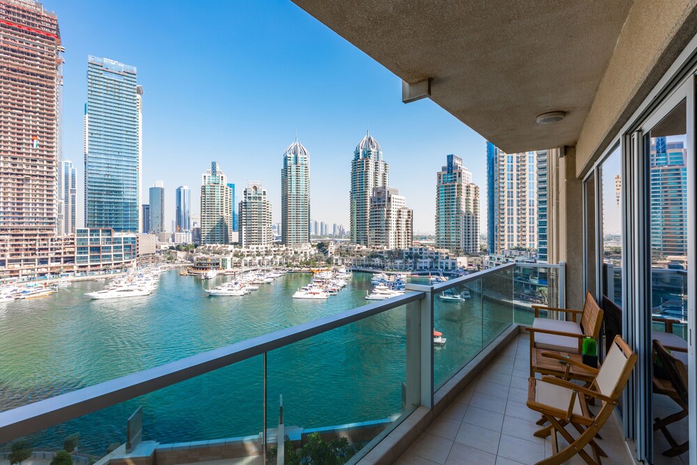 full marina view | large 3 bedrooms | waterfront, 迪拜, 阳台